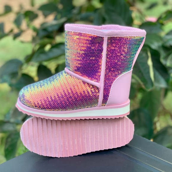 wonder nation Other - Toddler Girls Shiny Sequin Faux Shearling Boots